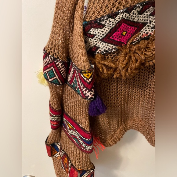 All Things Mochi Crochet Knit Jacket, Brown / Multicolor, Size Medium - Picture 3 of 6